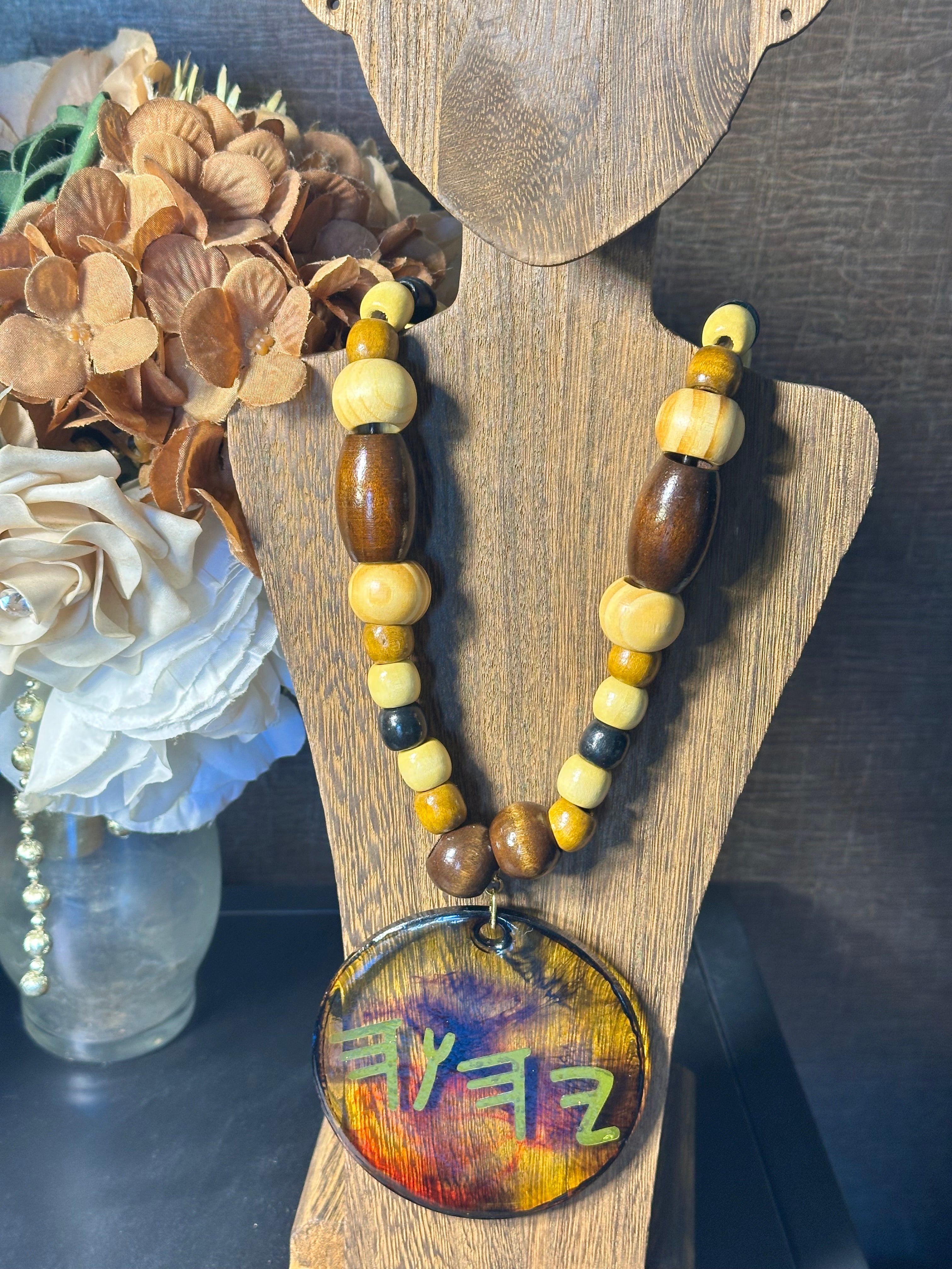 Yahuah 3.25in Circle Necklace w/ Beads